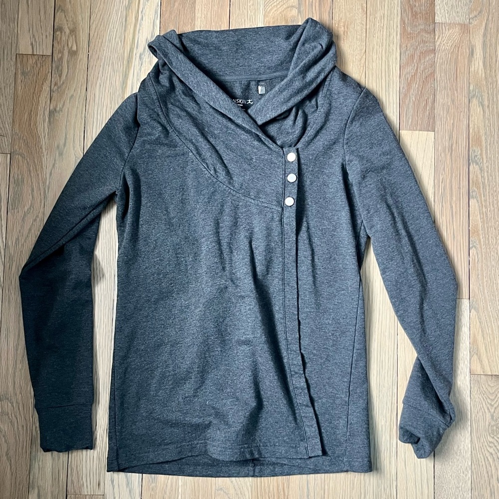 Danskin Women's French Terry Asymmetrical Yoga Wrap Jacket. Size Small.